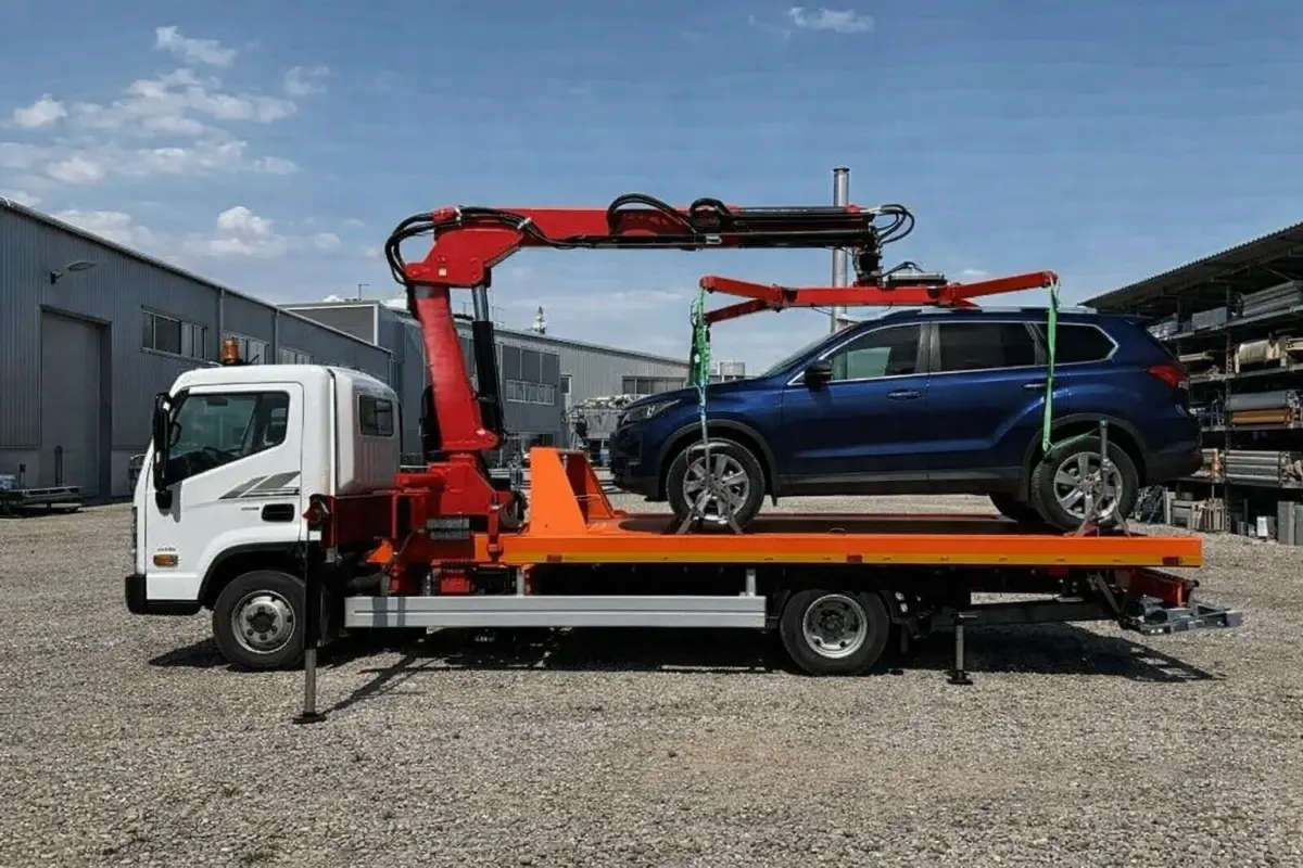 Эвакуатор шасси Isuzu 700P 4x2 платформа (гп 7 т., L 5.6 м), КМУ гидравлическая 3.2 т.